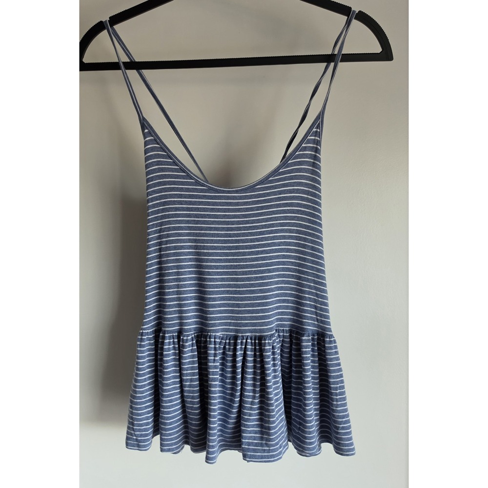 We The Free Tank Top S Blue White Striped Sleeveless Scoop Neck Boho Cami